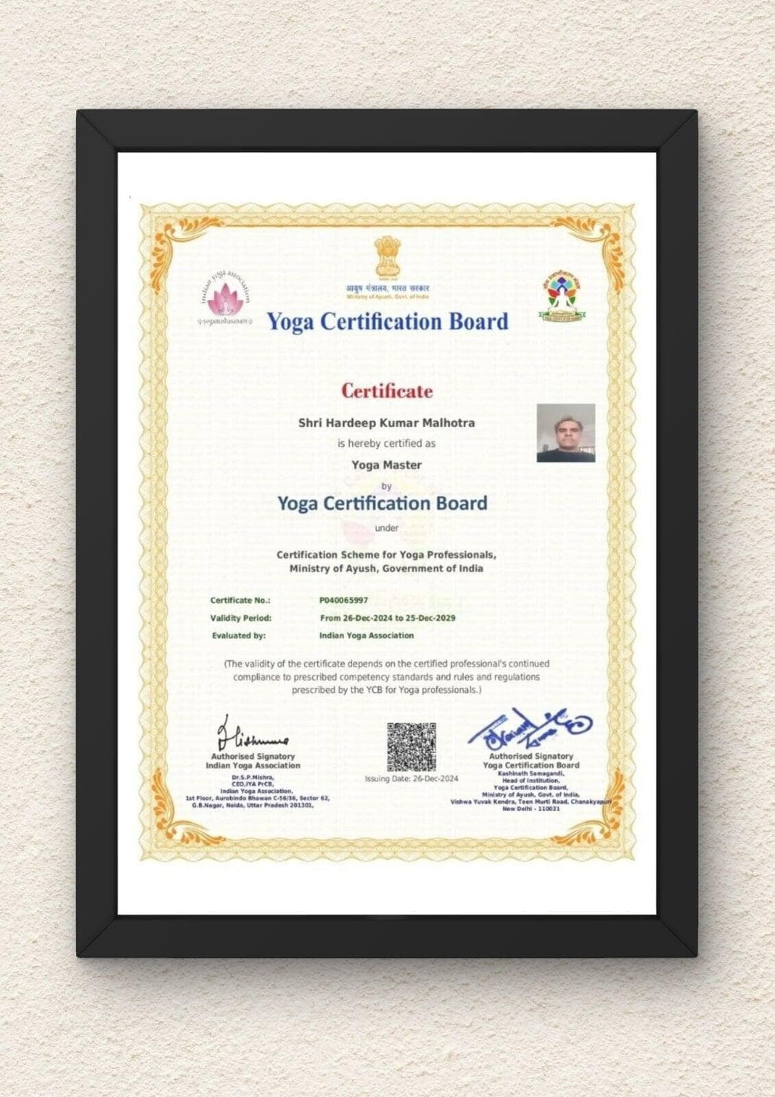AVIYOG YCB Level 4 Yoga Course Certificate